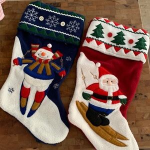 Festive Christmas Stockings with Snowman and Santa
